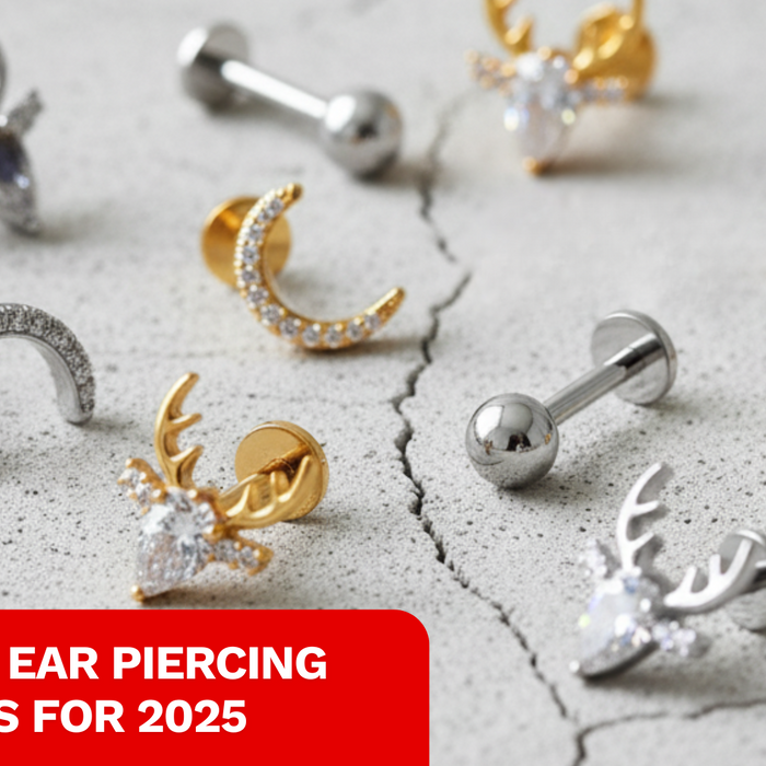 image of a surface with multiple flat back piercings