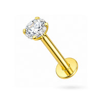 9K Gold CZ Stone Top Internal Push Fit Stud
