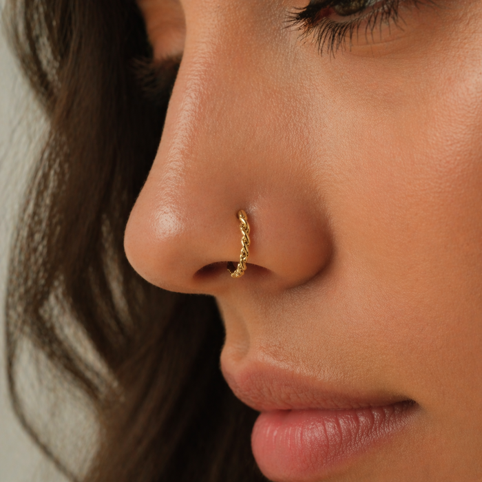 14K Gold Twisted Style Segment Clicker Ring