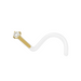 14K Gold Head Bio-Plast Nose Screw with CZ Stone - Monster Piercing