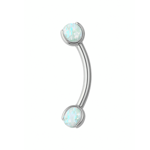 G23 Titanium Double Opal Jewelled Eyebrow Banana Ring Eyebrow Piercing Monster Piercing United Kingdom