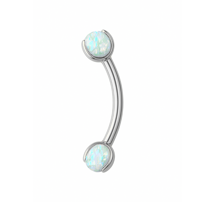 G23 Titanium Double Opal Jewelled Eyebrow Banana Ring