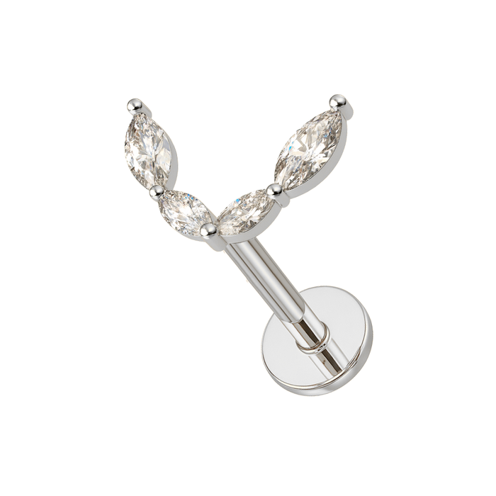 316L Surgical Steel Jewelled Crescent Internally Threaded Screw Fit Labret Stud