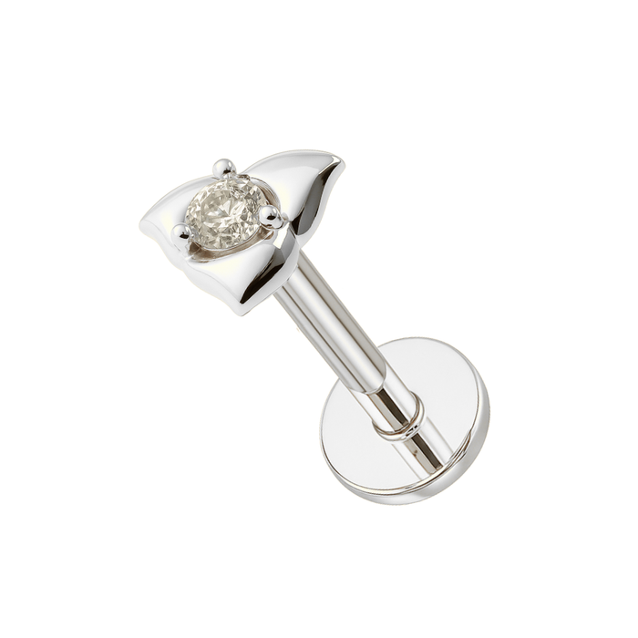 316L Surgical Steel CZ Jewelled Trillium Flower internally Threaded Flatback Stud