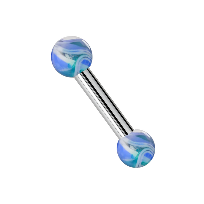 316L Surgical Steel Tongue Barbell in Mix Colour UV Balls (Pack of 10)