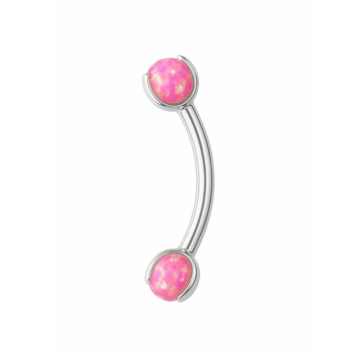 G23 Titanium Double Opal Jewelled Eyebrow Banana Ring