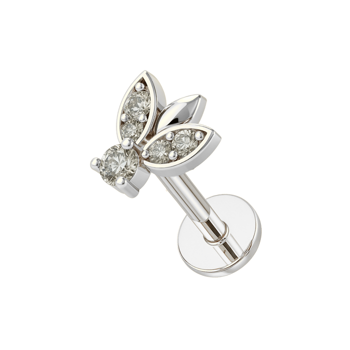 316L Surgical Steel Multi CZ Jewelled Firefly Internally Threaded Flatback Stud