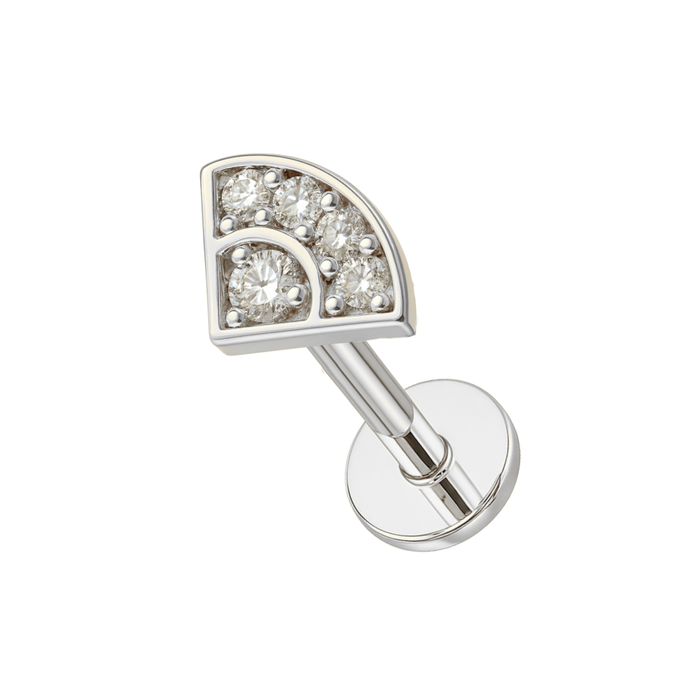 316L Surgical Steel Multi CZ Jewelled V-Shape Internally Threaded Flatback Stud