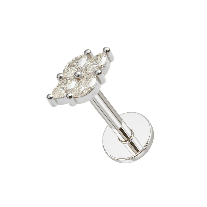 316L Surgical Steel CZ Jewelled Marquise Cluster Flatback Stud
