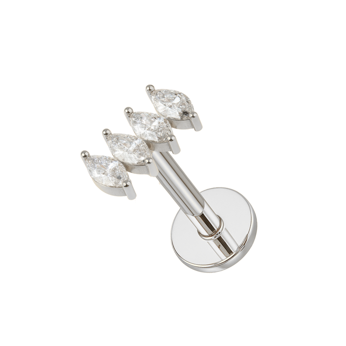 316L Surgical Steel CZ Jewelled Multi-Marquise Flatback Stud