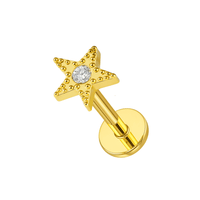316L Surgical Steel Jewelled Star Cartilage Ear Stud United Kingdom