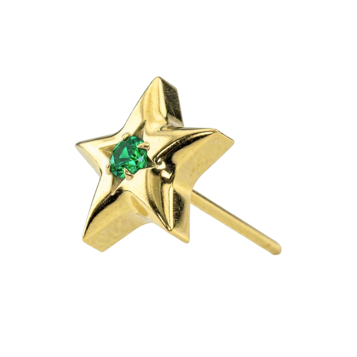 G23 Titanium Green CZ Studded Star Threadless Labret Accessory Top