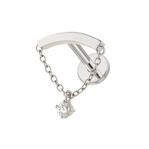 316L Surgical Steel Chain with Round CZ Dangle Hidden Helix Flatback Stud