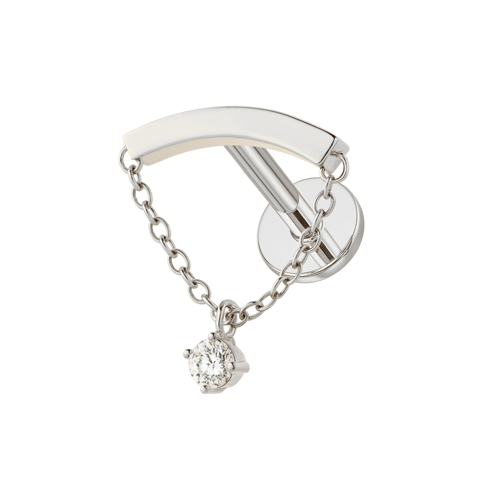 Surgical Steel Chain & Round CZ Dangle Helix Flat Back Stud — Monster ...