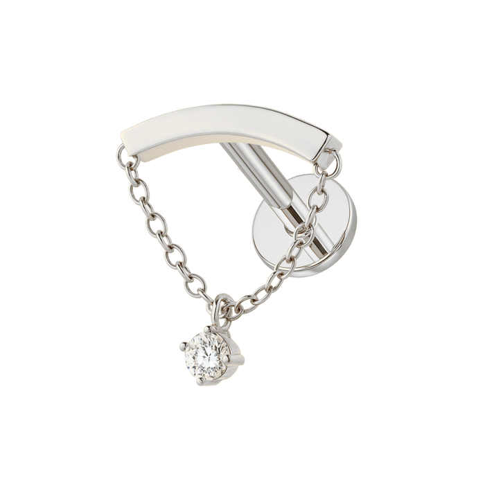 316L Surgical Steel Chain with Round CZ Dangle Hidden Helix Flatback Stud