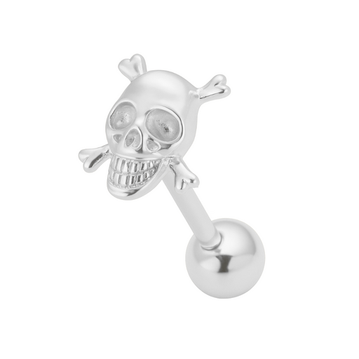 925 Sterling Silver Crossbone Tongue Ring - Monster Piercing