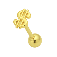 925 Sterling Silver Dollar Sign Tongue Ring Tongue Ring