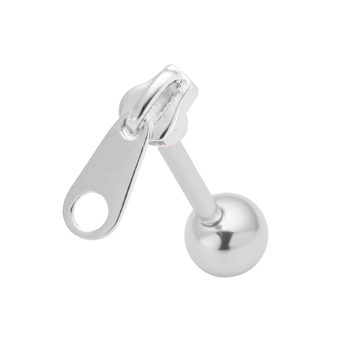 925 Sterling Silver Zipper Tongue Ring