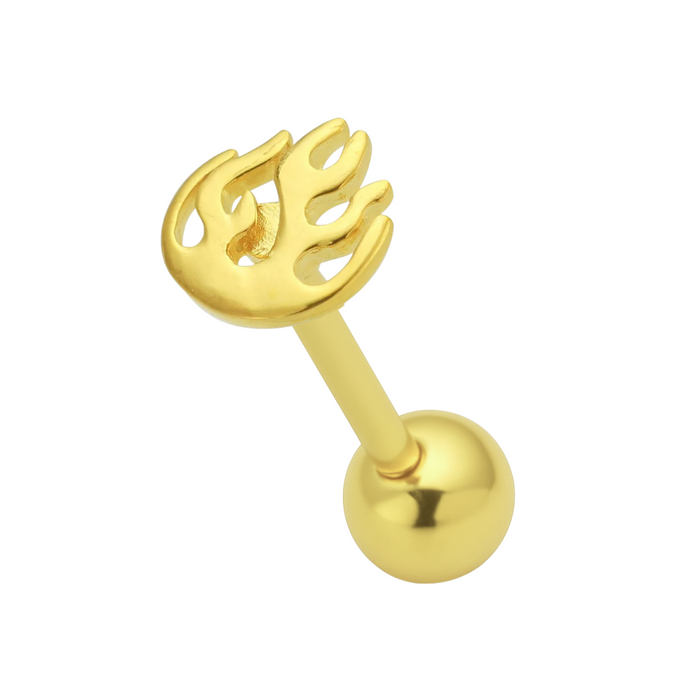 925 Sterling Silver Flames Tongue Ring - Monster Piercing