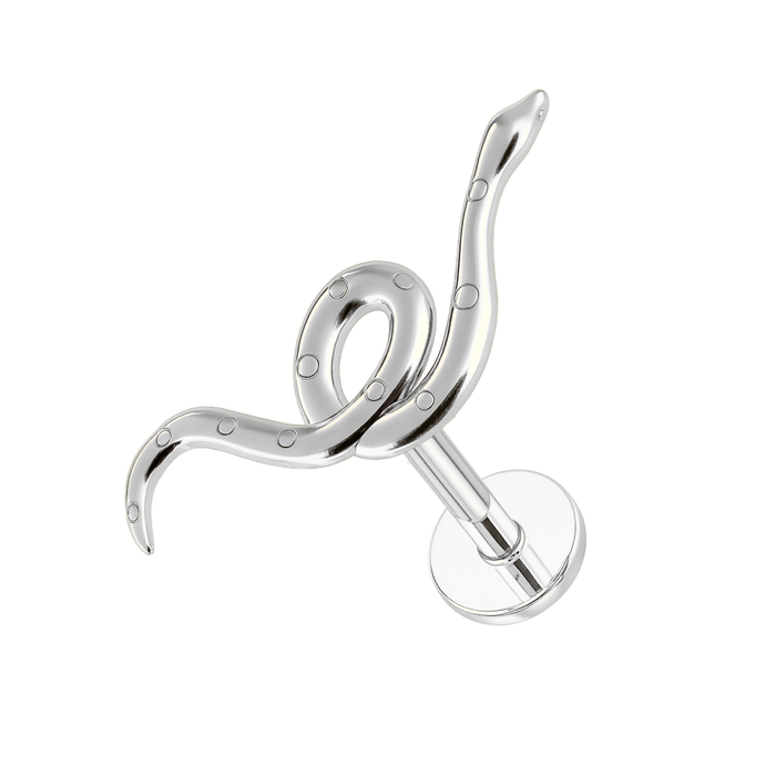 316L Surgical Steel Snuggling Swirl Snake Flatback Stud