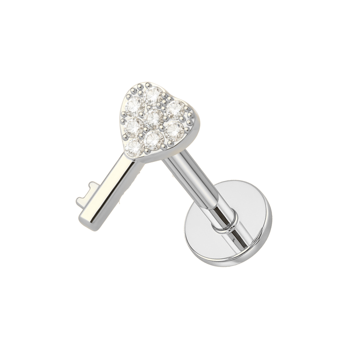 316L Surgical Steel Micro CZ Jewelled Key Flatback Stud