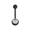 316L Surgical Steel Black Cubic Zirconia Studded Belly Ring