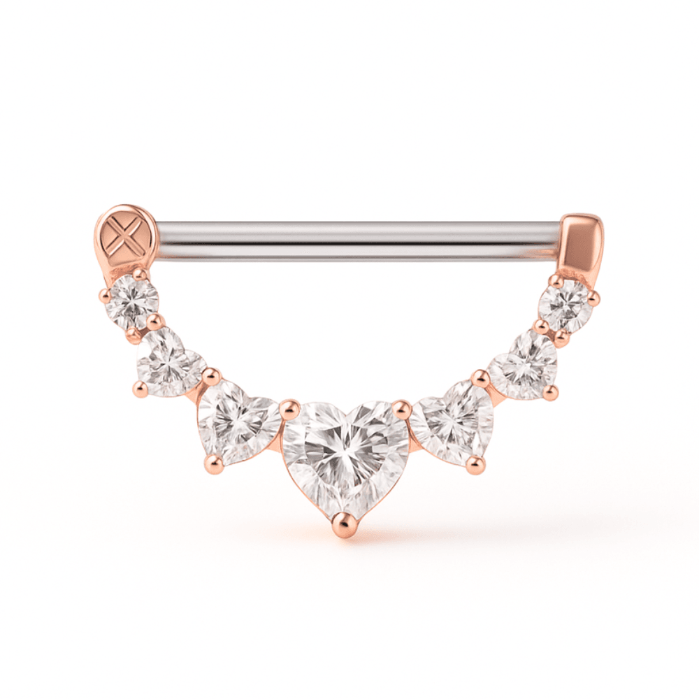 316L Surgical Steel Jewelled Heart Nipple Clicker Ring | Buy