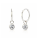 925 sterling silver round CZ dangling fashion hoop earring with bezel-set cubic zirconia charm, ideal for everyday elegance.