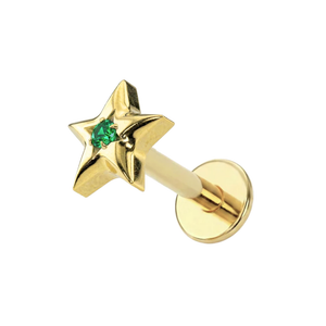 G23 Titanium Green CZ Studded Star Threadless Flatback Stud