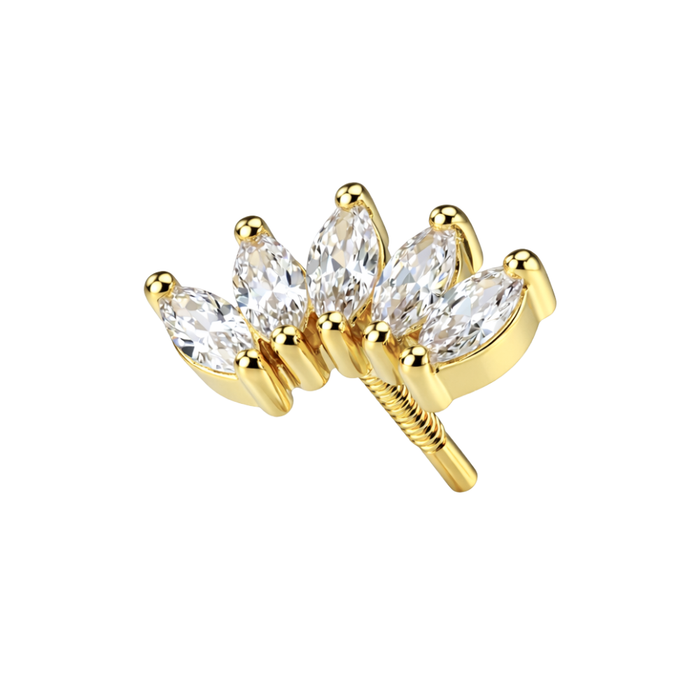 14K Gold Marquise Tiara Cluster Internal Thread Accessory Top