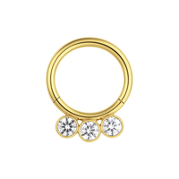 G23 Titanium and CZ Studded Hinged Segment Clicker Ring Nose Pins Monster Piercing