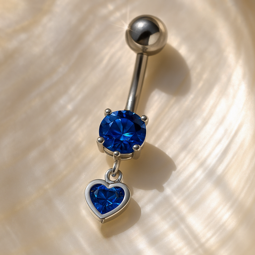 925 Sterling Silver Moving Jewelled Belly Ring - Monster Piercing