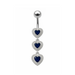 925 Sterling Silver Fancy White Zirconia Jeweled Dangling SS Bar Belly Ring - Monster Piercing