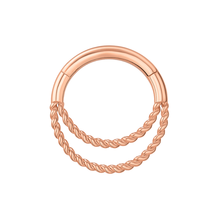 925 Sterling Silver Twisted Double Segment Clicker Ring - Monster Piercing