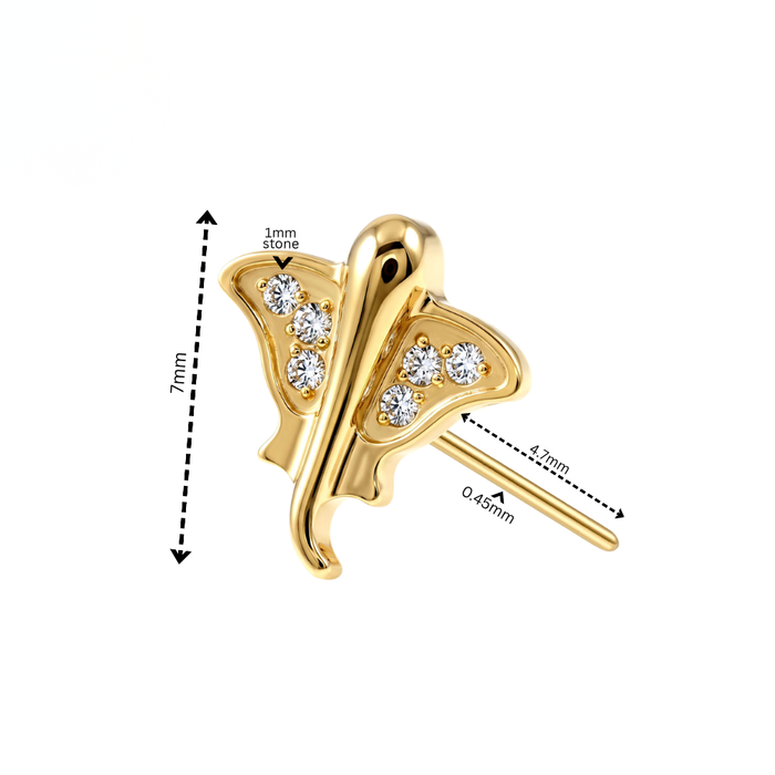 G23 Titanium CZ Stingray Threadless Labret Accessory Top