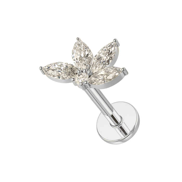 316L Surgical Steel Jewelled Floral Design Cartilage Ear Stud