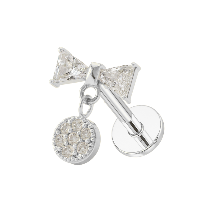 316L Surgical Steel Jewelled Bowtie Internally Threaded Screw Fit Stud