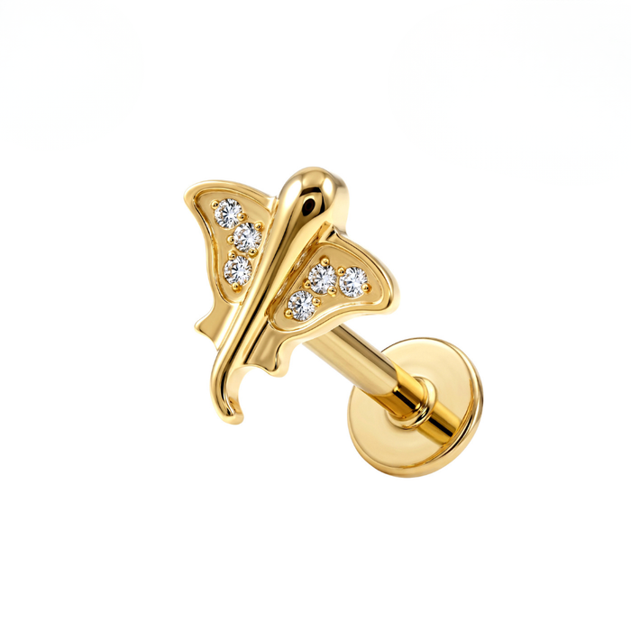 G23 Titanium CZ Stingray Threadless Flatback Stud