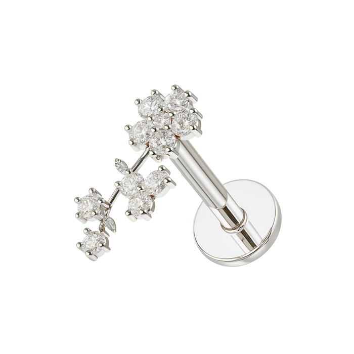 316L Surgical Steel Jewelled Floral Internally Threaded Screw Fit Stud