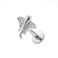 G23 Titanium CZ Stingray Threadless Flatback Stud