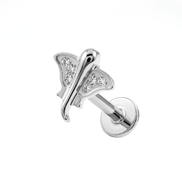 G23 Titanium CZ Stingray Threadless Flatback Stud