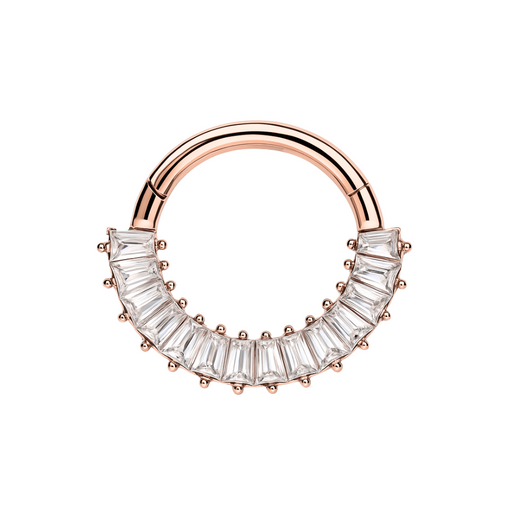 316L Surgical Steel CZ Jewelled 316L Hinged Segment Clicker Ring - Monster Piercing