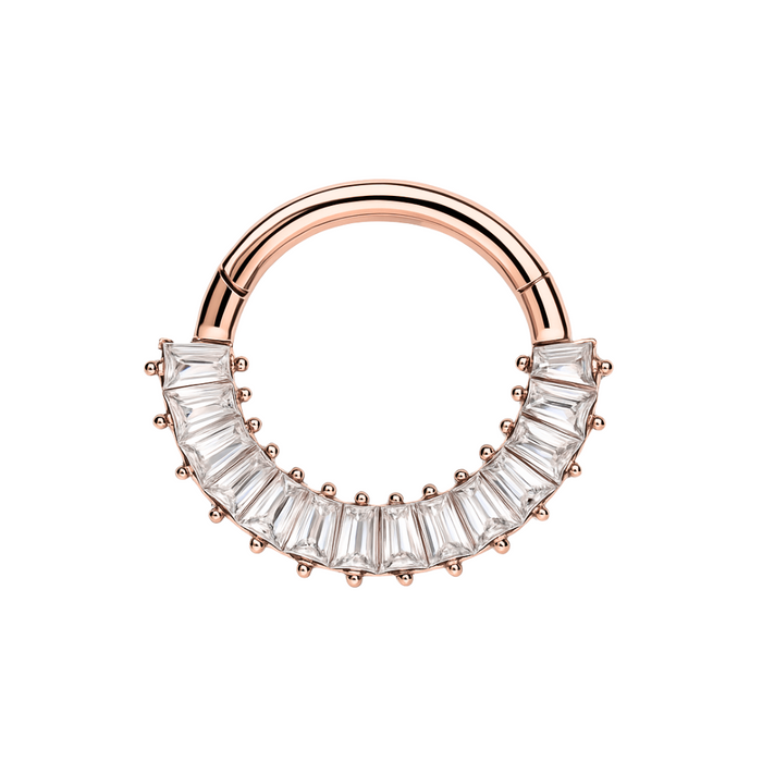 316L Surgical Steel CZ Jewelled 316L Hinged Segment Clicker Ring - Monster Piercing