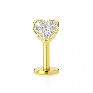 G23 Titanium Heart CZ Jewelled Threadless Floating Belly Ring