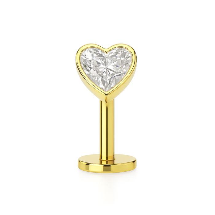 G23 Titanium Heart CZ Jewelled Threadless Floating Belly Ring