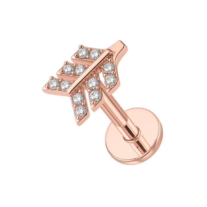 316L Surgical Steel Cartilage Helix Triple Arrow CZ Stone Cartilage Stud