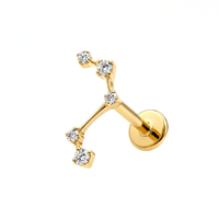 G23 Titanium CZ Celestial Threadless Flatback Stud