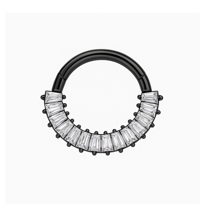 316L Surgical Steel CZ Jewelled 316L Hinged Segment Clicker Ring - Monster Piercing