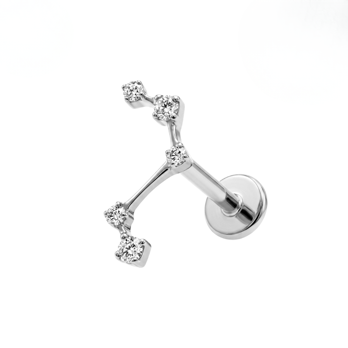 G23 Titanium CZ Celestial Threadless Flatback Stud