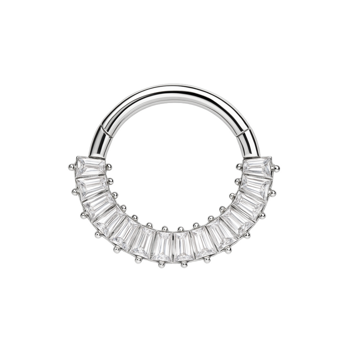 316L Surgical Steel CZ Jewelled 316L Hinged Segment Clicker Ring - Monster Piercing